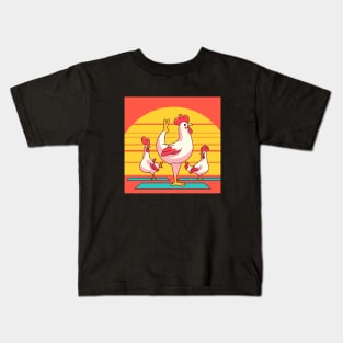 Chicken doing Yoga Kids T-Shirt